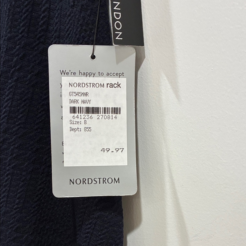 Maggy London Short Sleeve Necktie Navy Midi Dress - Picture 6 of 7